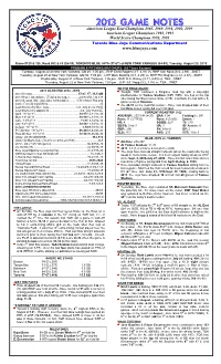 2013 Game Notes