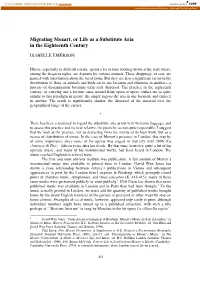 Migrating Mozart, Or Life As a Substitute Aria in the Eighteenth Century