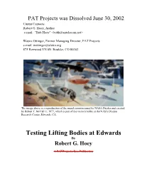 Testing Lifting Bodies at Edwards by Robert G
