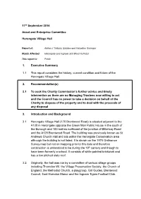 17Th September 2014 Asset and Enterprise Committee Herongate Village Hall 1. Executive Summary 1.1 This Report Considers The