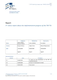 5Th Status Report About the Implementation Progress of the TAP TSI