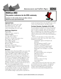 Bsdcon 2003 the Premier Conference for the BSD Community