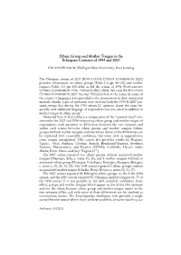Ethnic Group and Mother Tongue in the Ethiopian Censuses of 1994 and 2007