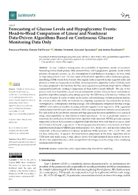 Forecasting of Glucose Levels and Hypoglycemic Events