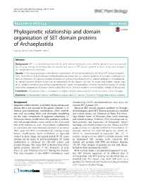 Phylogenetic Relationship and Domain Organisation of SET Domain Proteins of Archaeplastida Supriya Sarma* and Mukesh Lodha*