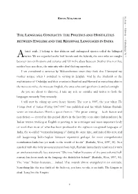THE LANGUAGE CONFLICTS: the POLITICS and HOSTILITIES BETWEEN ENGLISH and the REGIONAL LANGUAGES in INDIA Brief Aside. I Belong T