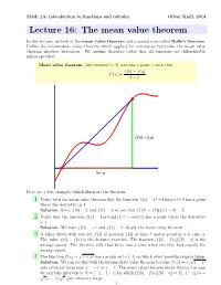 The Mean Value Theorem