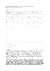 BMJ.2016.036140 Entitled "The Genomics England 100,000 Genomes Project" Response to Editor and Reviewer Comments