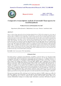 Comparative Transcriptome Analysis of Non-Model Taxus Species for Taxol Biosynthesis