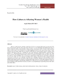 How Culture Is Affecting Women's Health