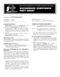 Monocrotophos Hazard Summary Identification Reason for Citation How to Determine If You Are Being Exposed Workp