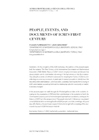 People, Events, and Documents of Icmi's First