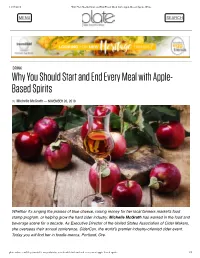 Why You Should Start and End Every Meal with Apple- Based Spirits