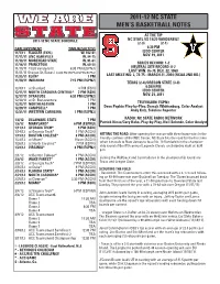 2011-12 Nc State Men's Basketball Notes