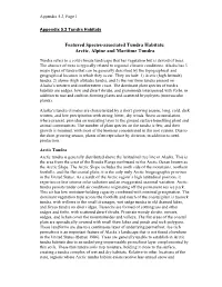 Featured Species-Associated Tundra Habitats: Arctic, Alpine and Maritime Tundra