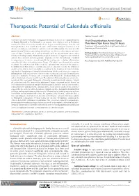 Therapeutic Potential of Calendula Officinalis