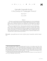 Universally Composable Security: a New Paradigm for Cryptographic Protocols∗