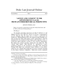 “Advice and Consent” in the Appointments Clause: from Another Historical Perspective