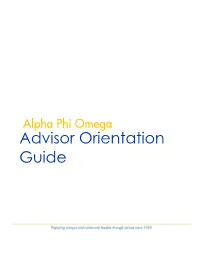 Alpha Phi Omega Advisor Orientation Guide