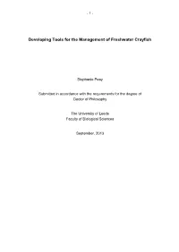 Developing Tools for the Management of Freshwater Crayfish