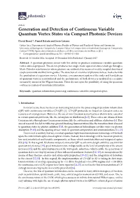 Generation and Detection of Continuous Variable Quantum Vortex States Via Compact Photonic Devices