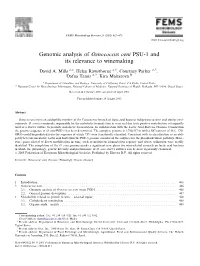 Genomic Analysis of Oenococcus Oeni PSU-1 and Its Relevance to Winemaking