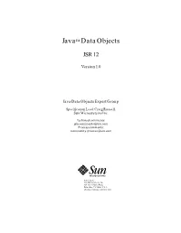 Javatm Dataobjects