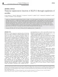 Tumour-Suppression Function of KLF12 Through Regulation of Anoikis