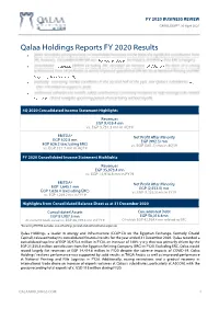 Qalaa Holdings Reports FY 2020 Results •