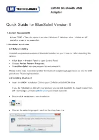 Quick Guide for Bluesoleil Version 6