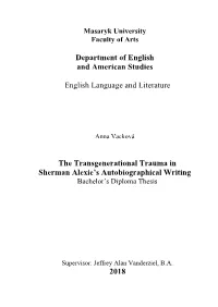 The Transgenerational Trauma in Sherman Alexie's