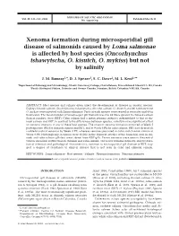 Xenoma Formation During Microsporidial Gill Disease of Salmonids Caused by Loma Salmonae Is Affected by Host Species (Oncorhynchus Tshawytscha, O