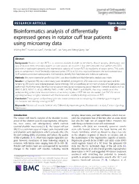 Bioinformatics Analysis of Differentially Expressed Genes in Rotator Cuff Tear