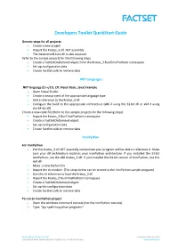 Developers Toolkit Quickstart Guide