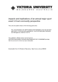 Impacts and Implications of an Annual Major Sport Event: a Host Community Perspective