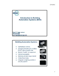 Introduction to Building Automation Systems (BAS)