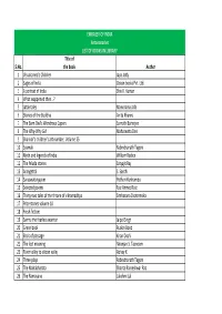 LIST of BOOKS in LIBRARY Title of S.No