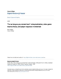 Retraumatization, Video Game Trauma Theory, and Player Response in Â