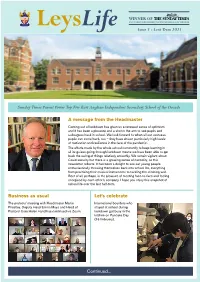 Sunday Times Parent Power Top Five East Anglian Independent Secondary School of the Decade Continued... a Message from the Headm