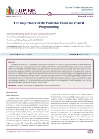 The Importance of the Posterior Chain in Crossfit Programming