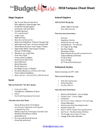 2018 Fastpass Cheat Sheet