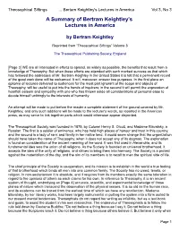 A Summary of Bertram Keightley's Lectures in America