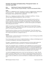 Designing, Developing and Implementing a Management System: an Overview (April 2010)