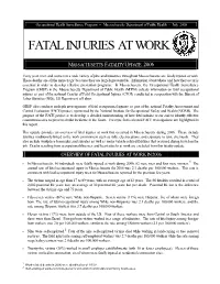Fatal Injuries at Work