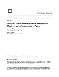 Infection in Kangaroo Rats (Dipodomys Spp.): Effects on Digestive Efficiency
