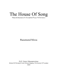 Musical Structures in Zoroastrian Prayer Performance
