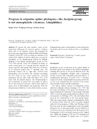 Progress in Erigonine Spider Phylogeny—The Savignia-Group Is Not Monophyletic (Araneae: Linyphiidae)