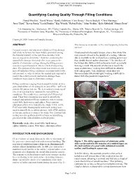 Quantifying Casting Quality Through Filling Conditions