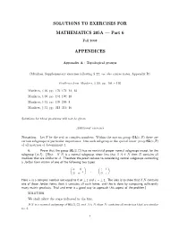 Solutions to Exercises for Mathematics 205A
