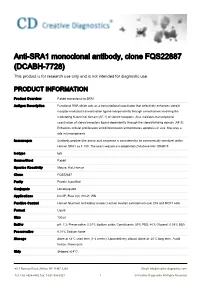 Anti-SRA1 Monoclonal Antibody, Clone FQS22887 (DCABH-7728) This Product Is for Research Use Only and Is Not Intended for Diagnostic Use